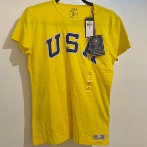 Polo Ralph Lauren official US Olympic team tee shirt yellow medium